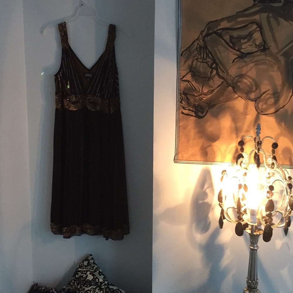 Bronce sequins  & Black fabric gorgeous dress